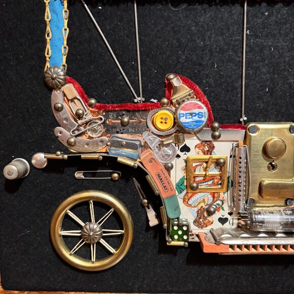 Vintage Steampunk Wall Art Model T Car with Working Music box Signed 1987 - Picture 2 of 8